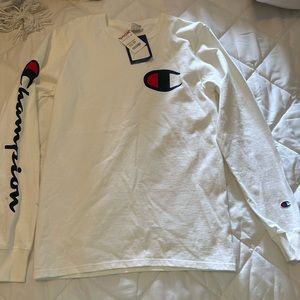 Men New Small White Champion Long-sleeve Shirt